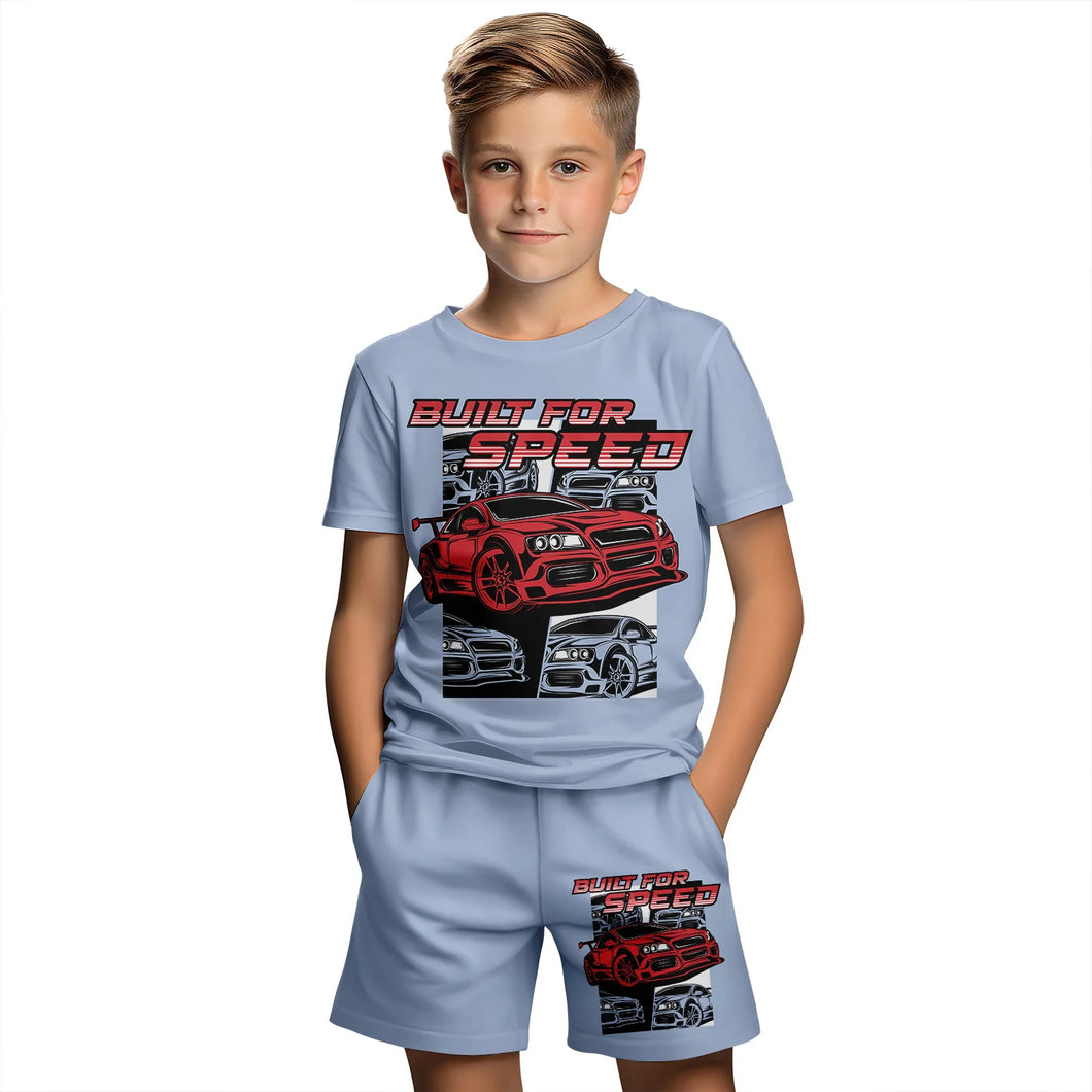 Built For Speed Summer Short Sleeve T-Shirt Suit Shorts Set
