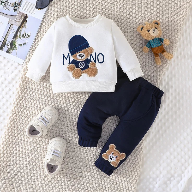 Casual cartoon bear long sleeve outfit for kids 3-24 months | See:Saw Kids