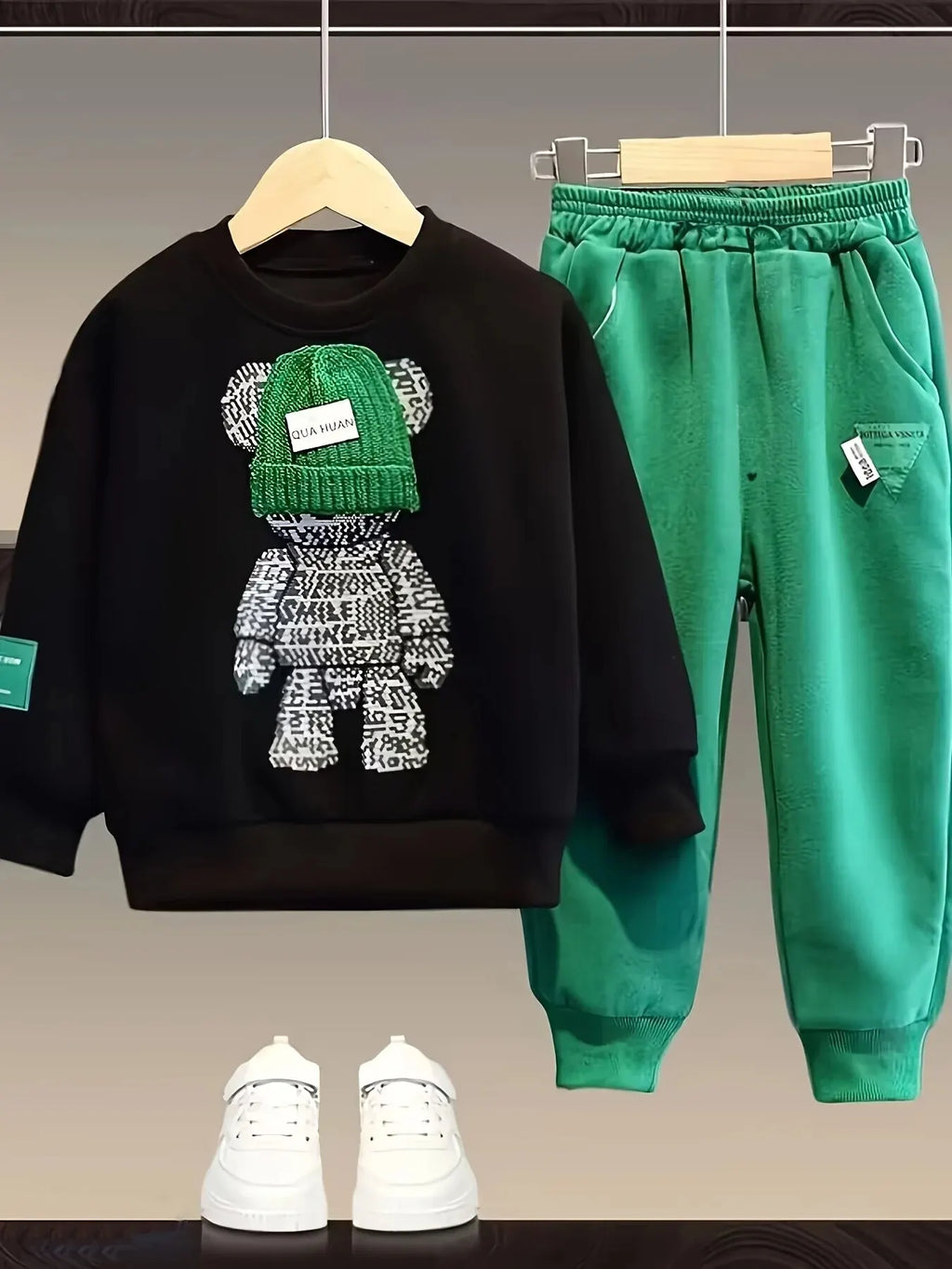 Cartoon bear sweater and trousers kids loungewear set | See:Saw Kids