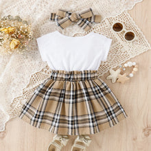 Load image into Gallery viewer, 2pcs Baby Girl Spliced Plaid Dress &amp; Headband