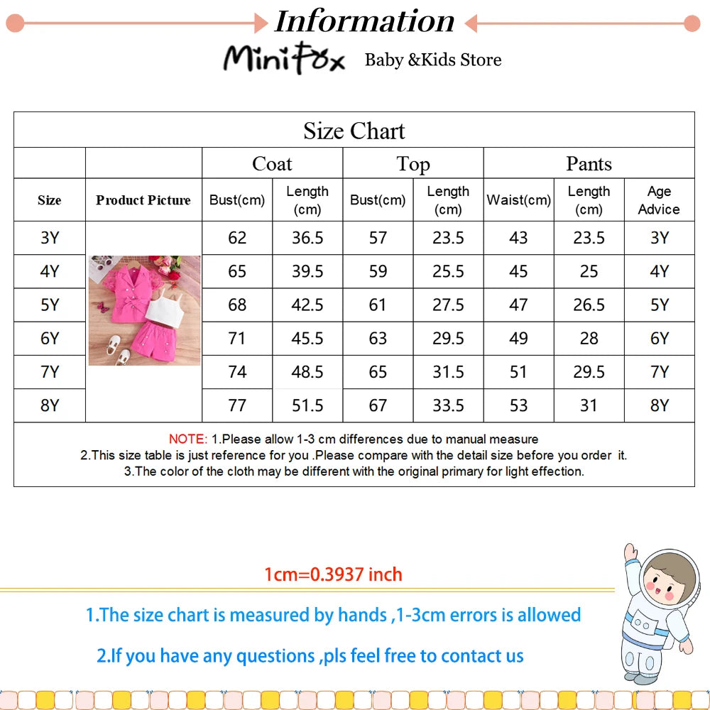 Kids Clothes Girls Blazer &Shorts Sets