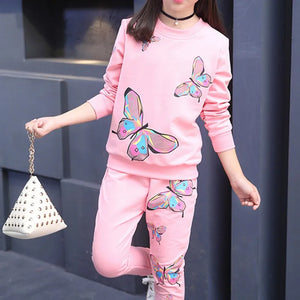 Butterfly Print Sweatshirt Set Sport Outfit 6M-9Y