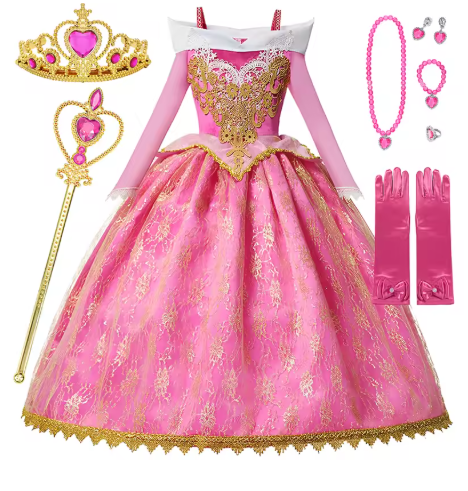 Girl Aurora Princess Dress Children Luxurious Cosplay Costum