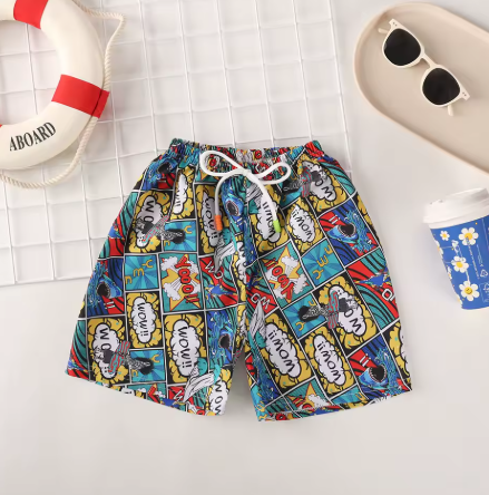 Kids Swim Trunks Summer Cartoon Prints Beach Shorts for Boys