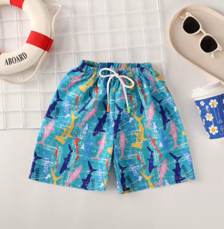 Kids Swim Trunks Summer Cartoon Prints Beach Shorts for Boys