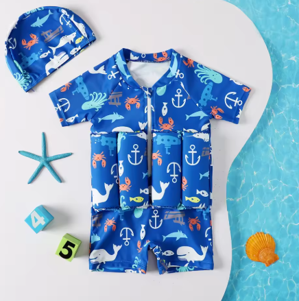 Children's Buoyancy Swimsuit Cartoon Print Swimwear Kid One-