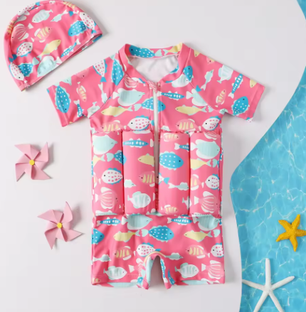 Children's Buoyancy Swimsuit Cartoon Print Swimwear Kid One-