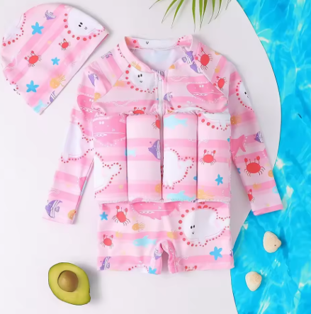 Children's Buoyancy Swimsuit Cartoon Print Swimwear Kid One-