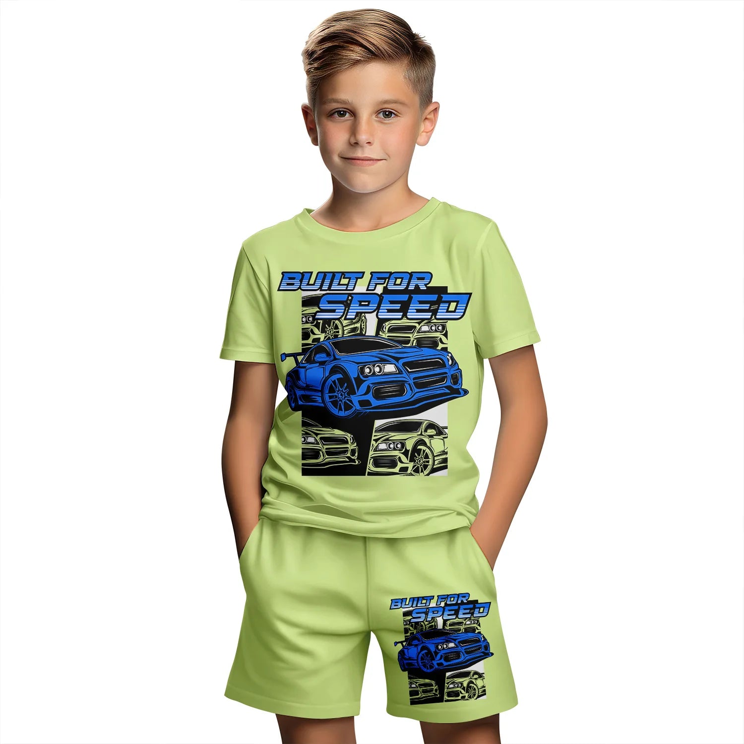 Built For Speed Summer Short Sleeve T-Shirt Suit Shorts Set