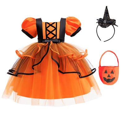 Orange Halloween Kids Dress