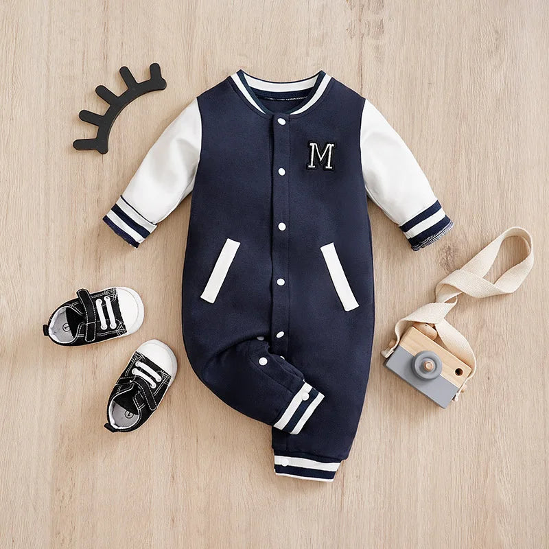 Newborn baby baseball cotton long sleeve onesie | See:Saw Kids