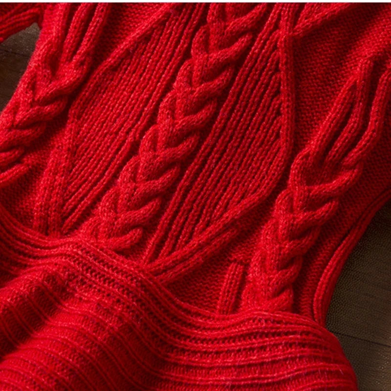 Children's Red Christmas Party Winter Knit Dresses