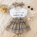 Baby girl spliced plaid dress and headband 2 piece set | See:Saw Kids