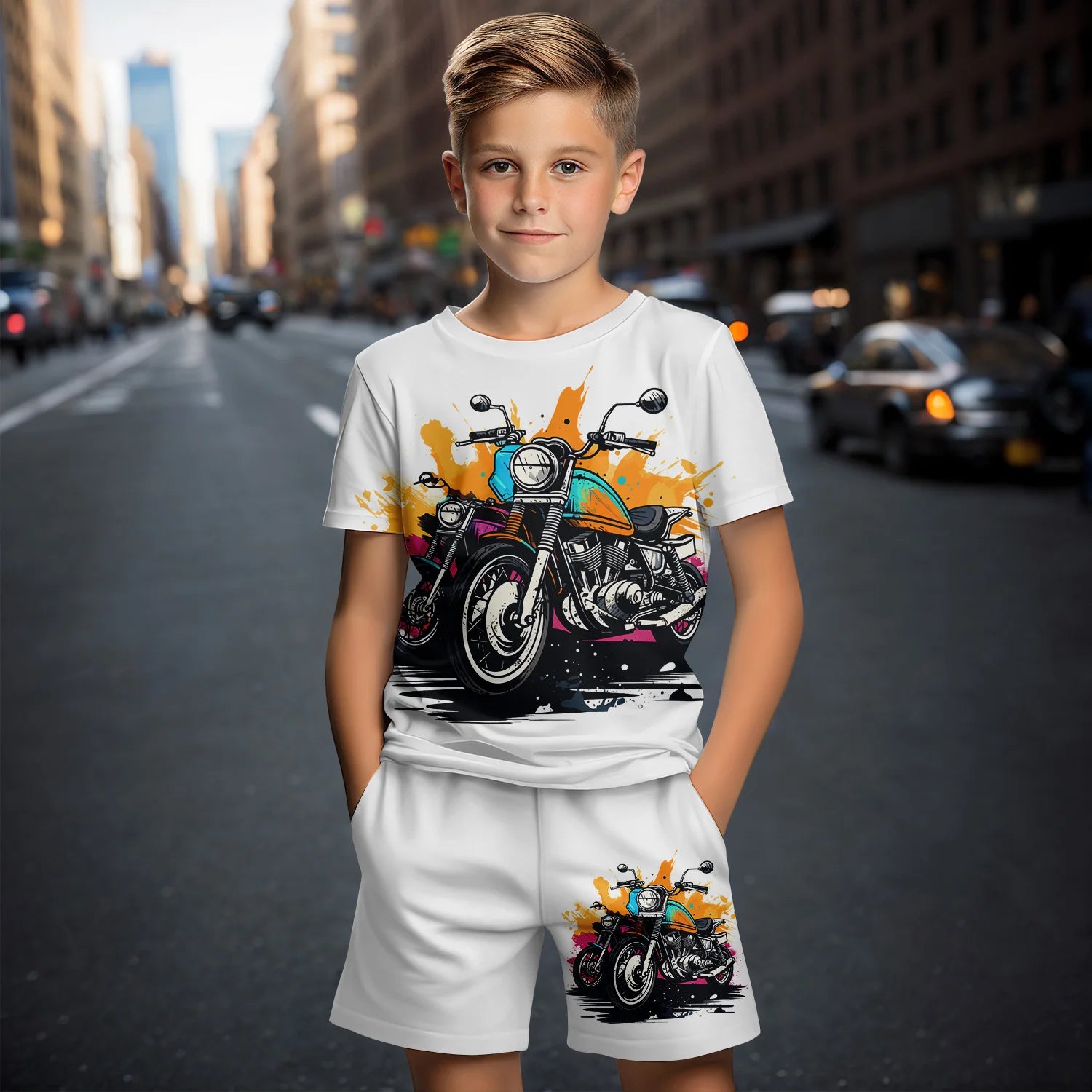 Kids bike summer short sleeve t-shirt and shorts set | See:Saw Kids