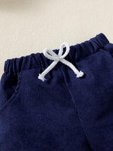 Load image into Gallery viewer, Flip collar Color Blocked Pit Stripe Top+Shorts