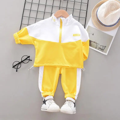 Yellow & White Fashionable Toddler Tracksuit See:Saw Kids