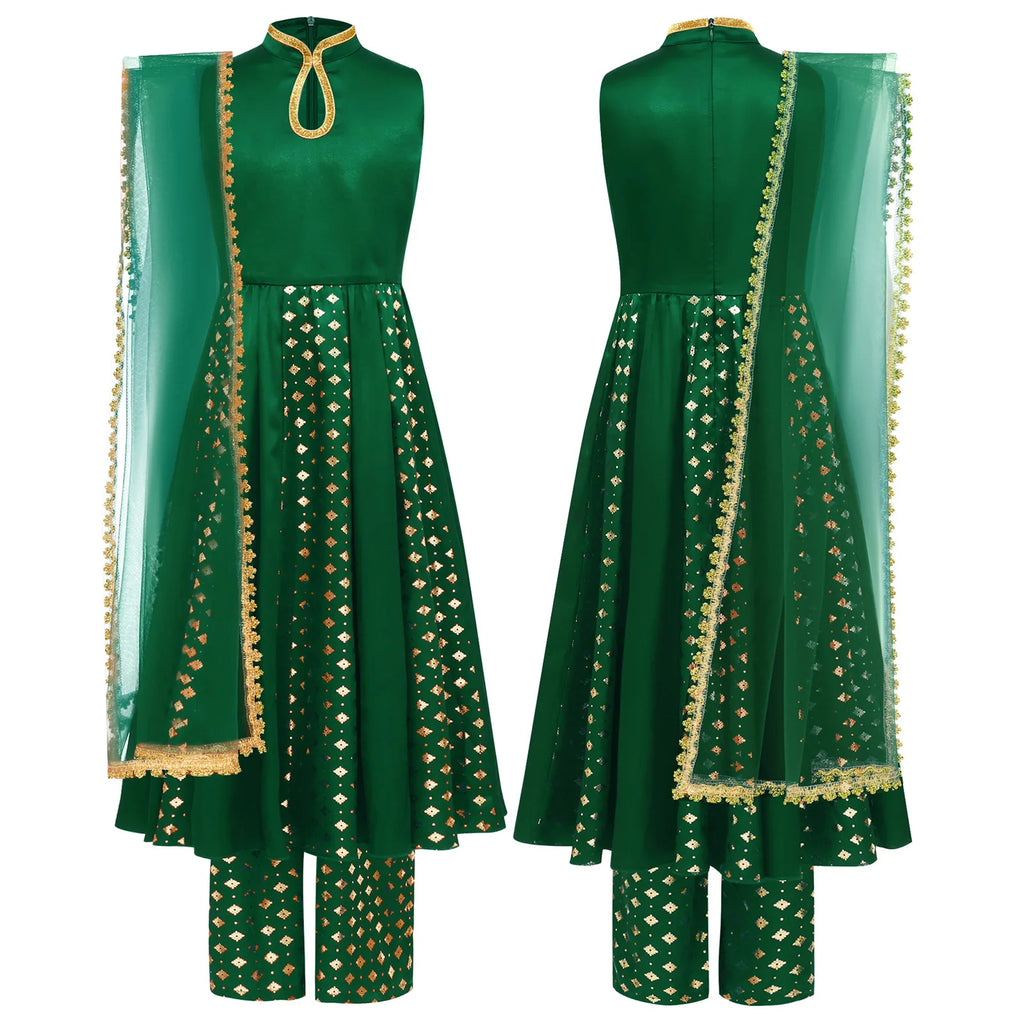 Girls' Indian Salwar Kameez with Metallic Print