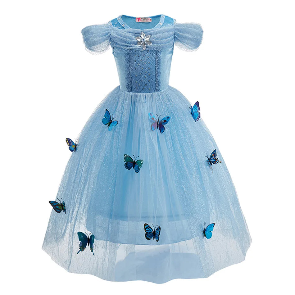 Elsa Anna Kid Princess Girls Dress Rapunzal  Kids Cosplay Ha