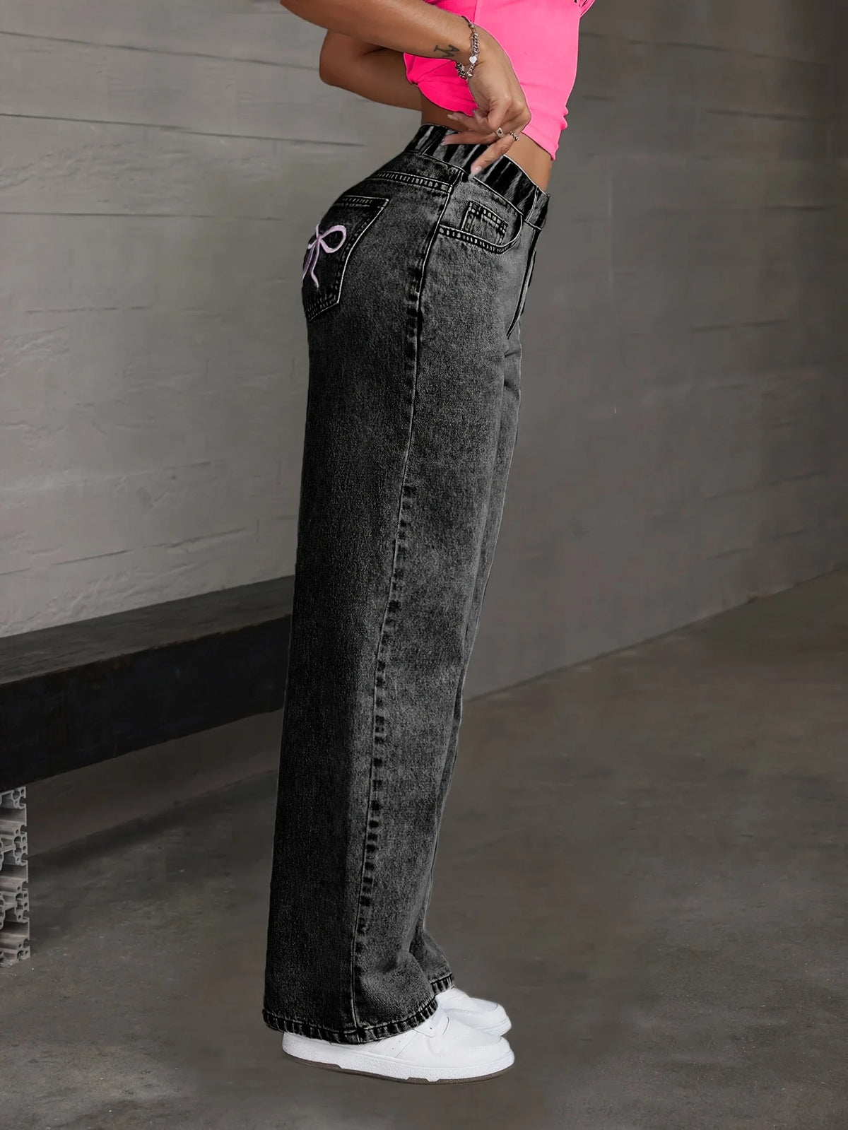 Girl's Y2K style butterfly knot embroidered casual trendy al