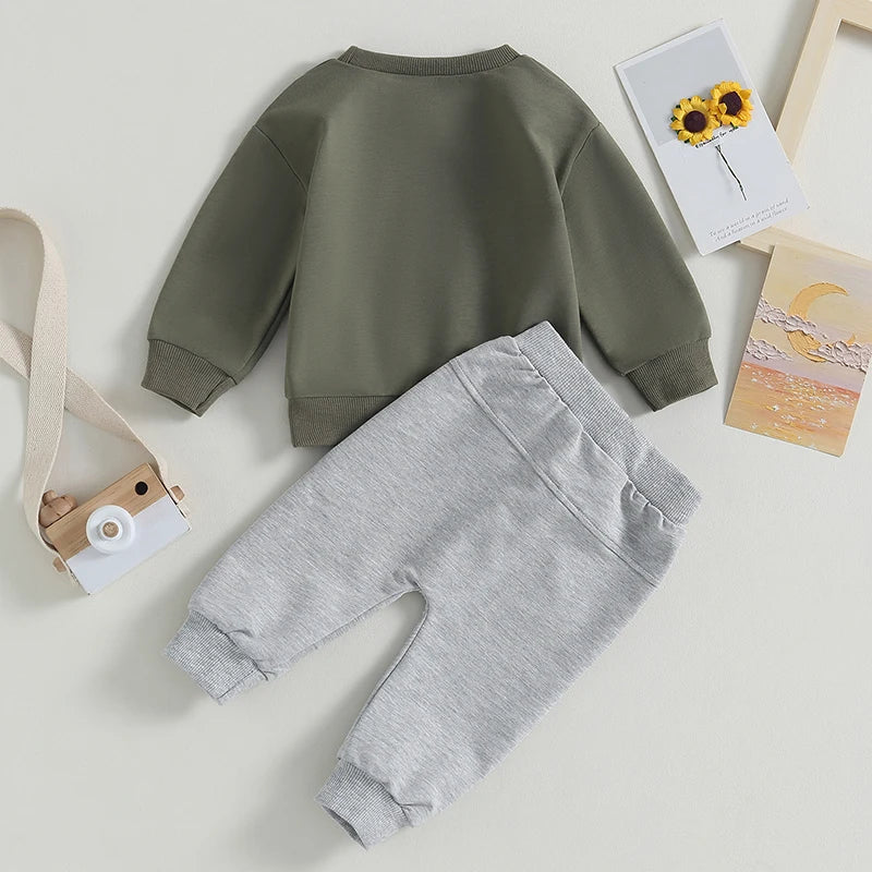 Letter Print Sweatshirt & Joggers Set