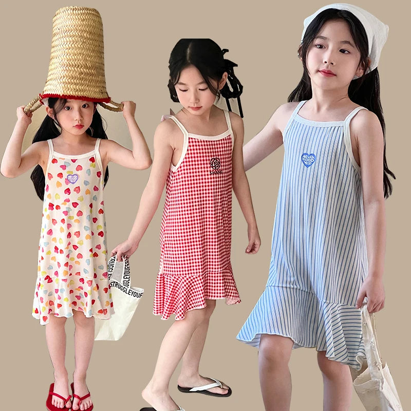 Girls' Summer Cotton Halter Dress – 6 Prints