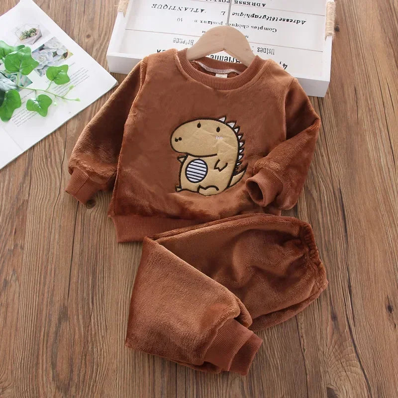 Children's Pajama Sets Bear Tops + Pants 2Pcs Kids Pajamas W