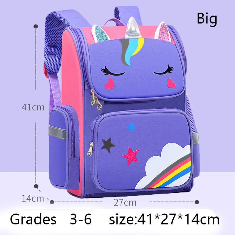 Kid Backpack for Girl Unicorn Children Bookbag Rainbow Eyes