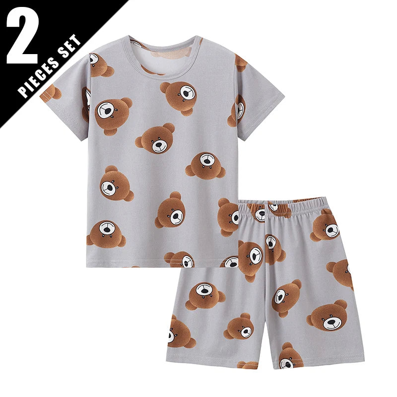 Cute Bear Print Shorts Pyjama Set