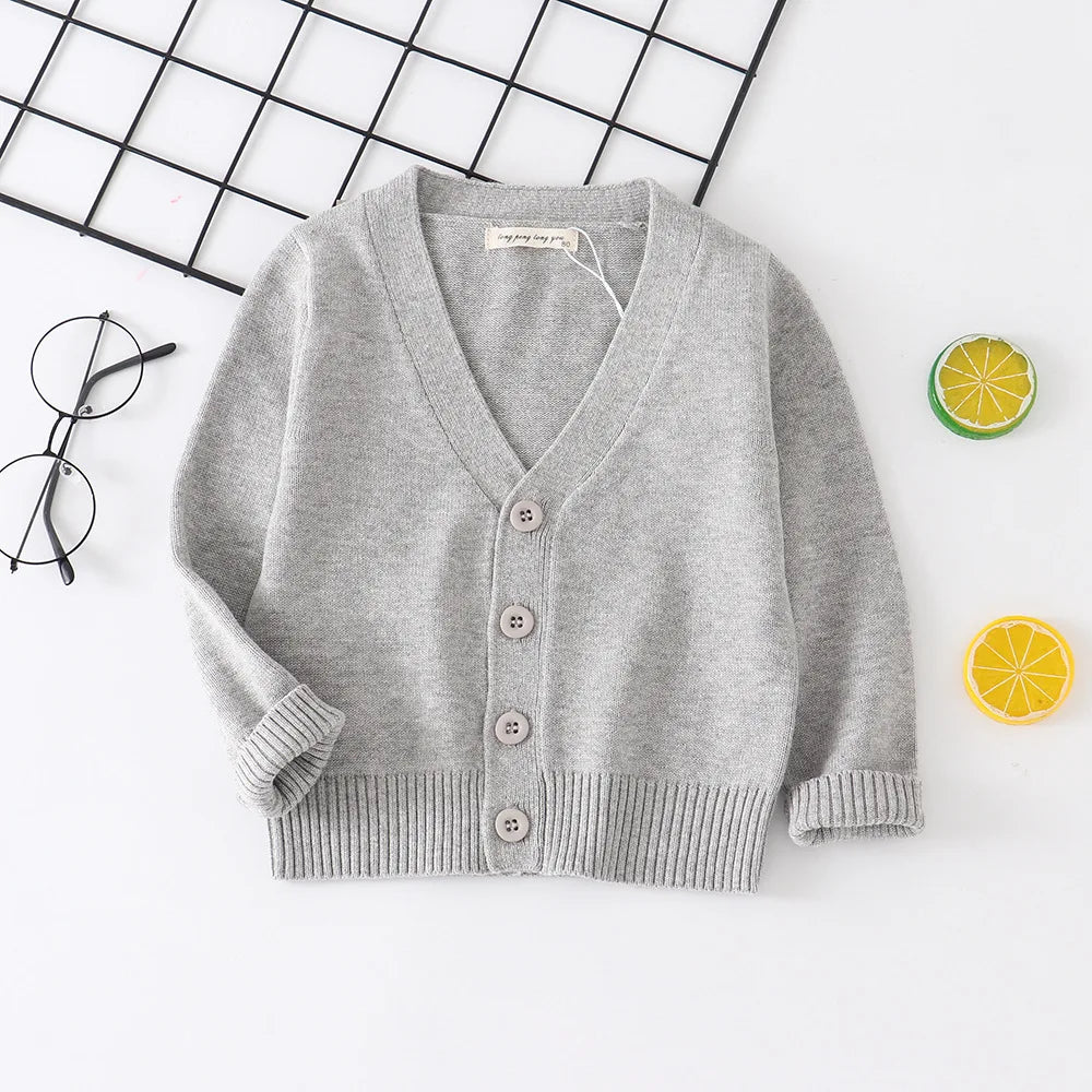 Baby Kids Cardigan Spring New Casual Long Sleeve V-neck Knit