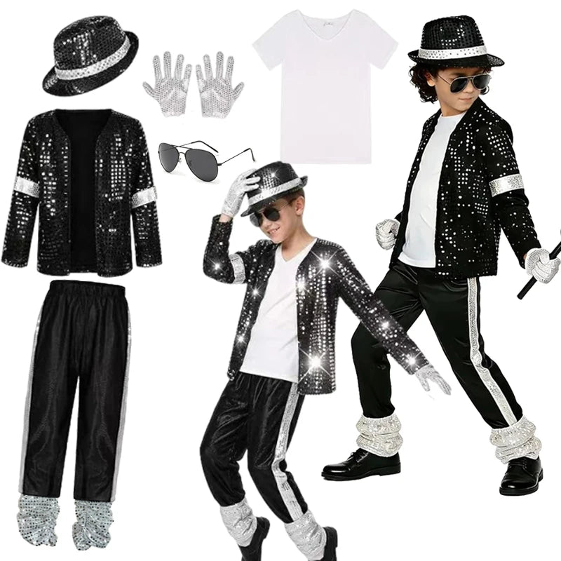 Kids Michael Jackson Costume Boys Superstar Singer Outfit Ha