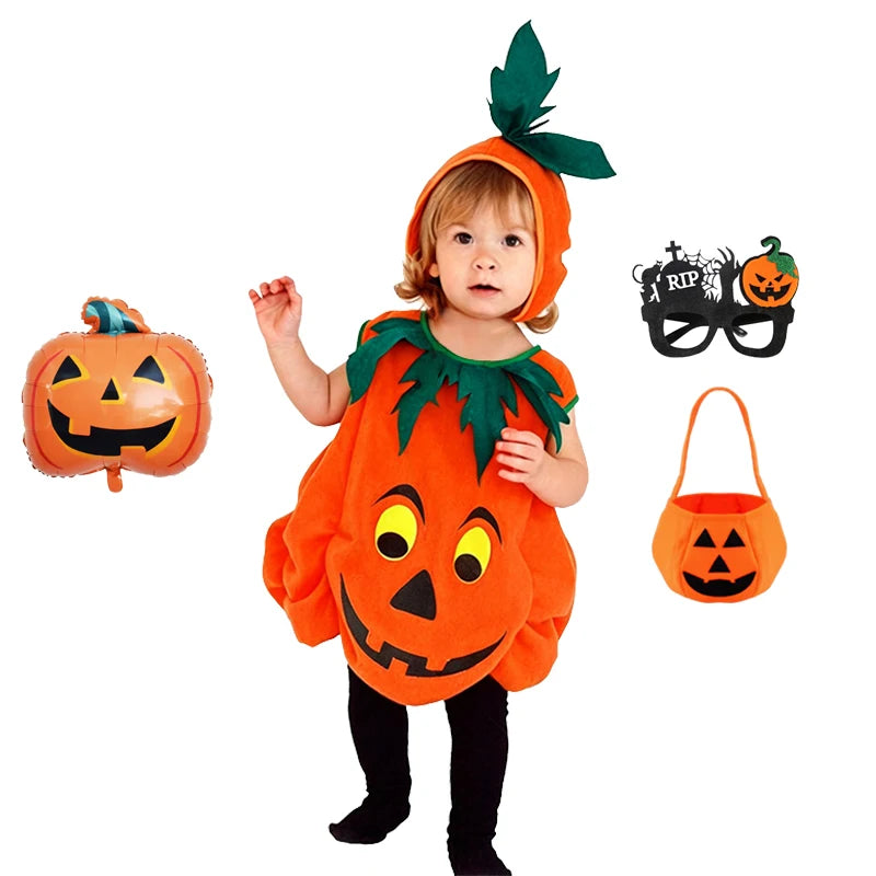 2026 Baby Girls Boys Children Jumpsuit Halloween Pumpkin Cos