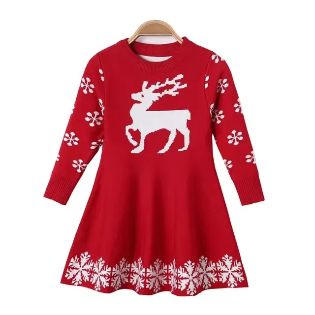 Girl Dress Winter Knitted Chiffon Dress Girl Christmas Party