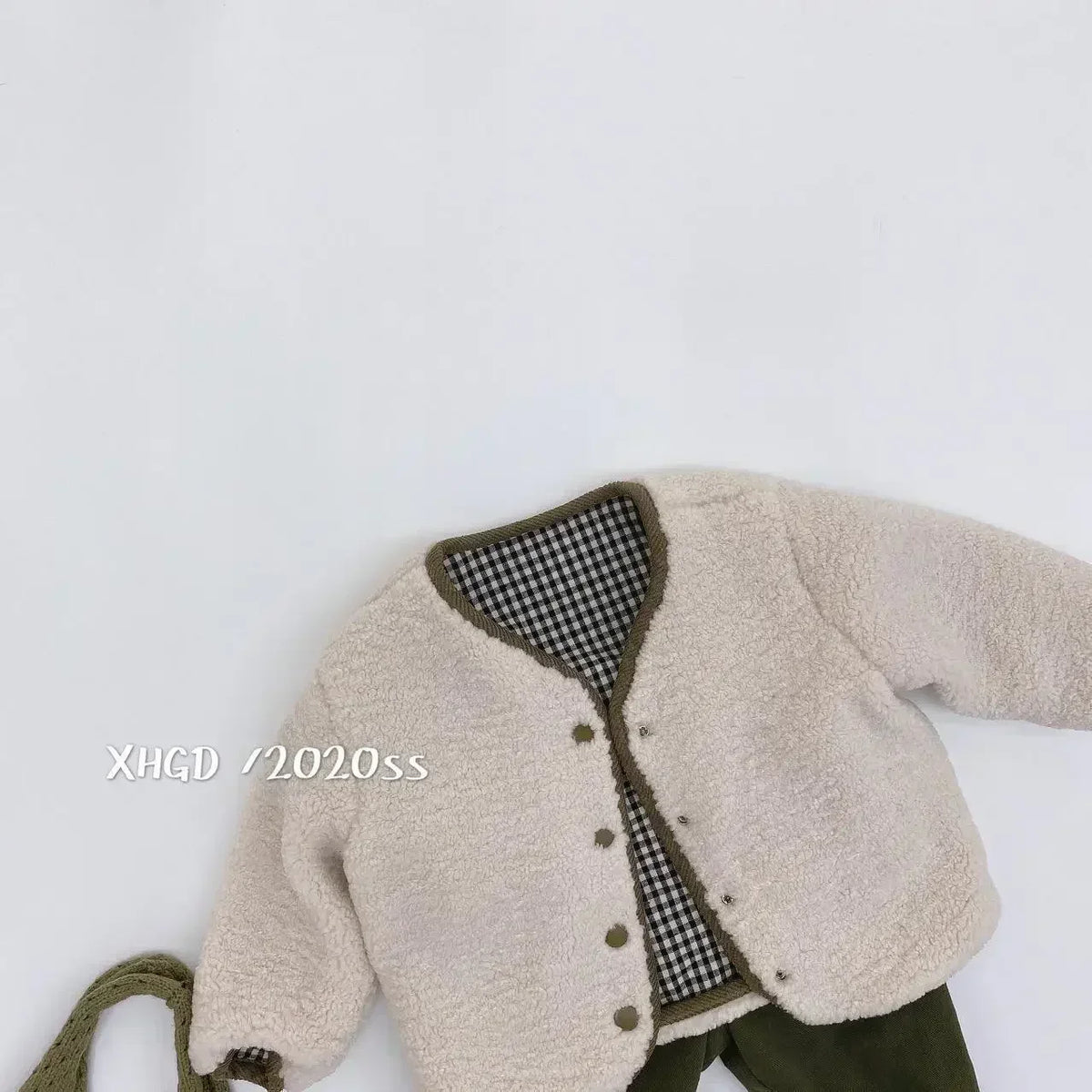 Reversible Plaid Plush Jacket for Girls