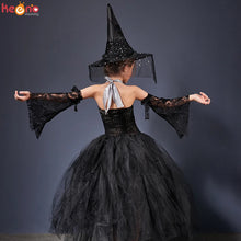Load image into Gallery viewer, Girls Gothic Halloween Ghost Witch Costume Flare Sleeve Kids
