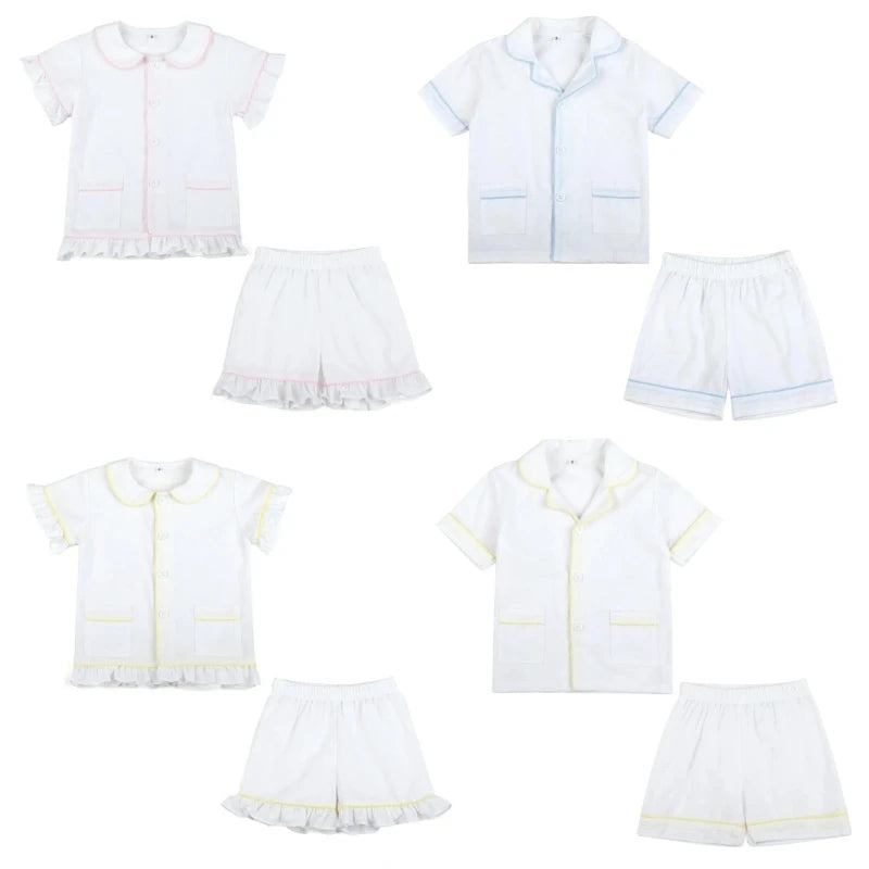 Ruffkids Summer Kids Pajamas Cotton Seersucker Sibling Match