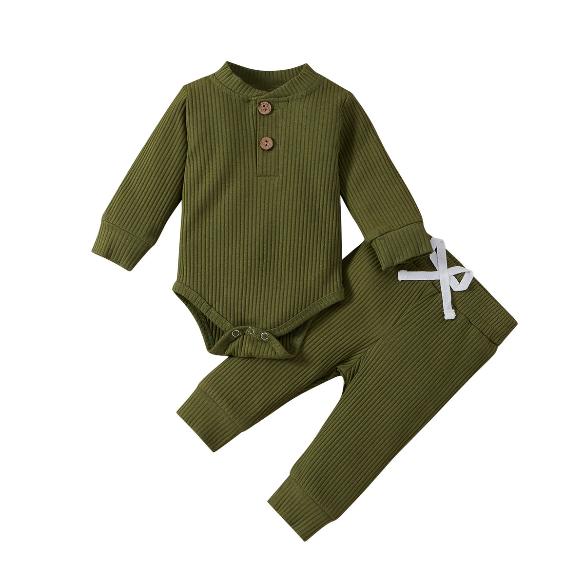 Infant Newborn Baby Girl Boy Spring Autumn Ribbed/Plaid Soli