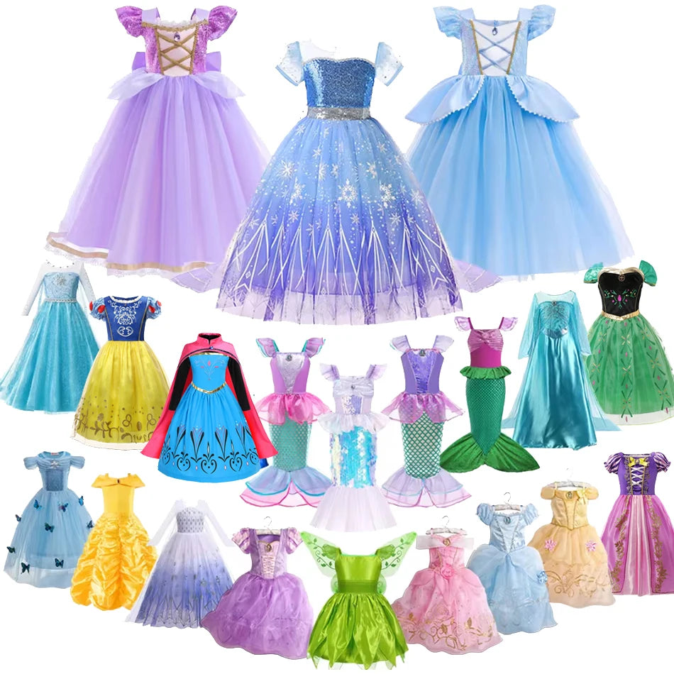 Elsa Anna Kid Princess Girls Dress Rapunzal  Kids Cosplay Ha