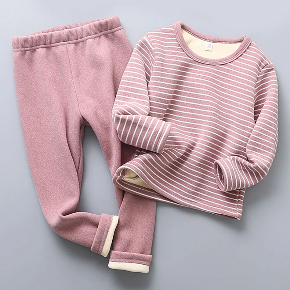 Striped Plush Pyjama Set | Cosy Winter Warmth
