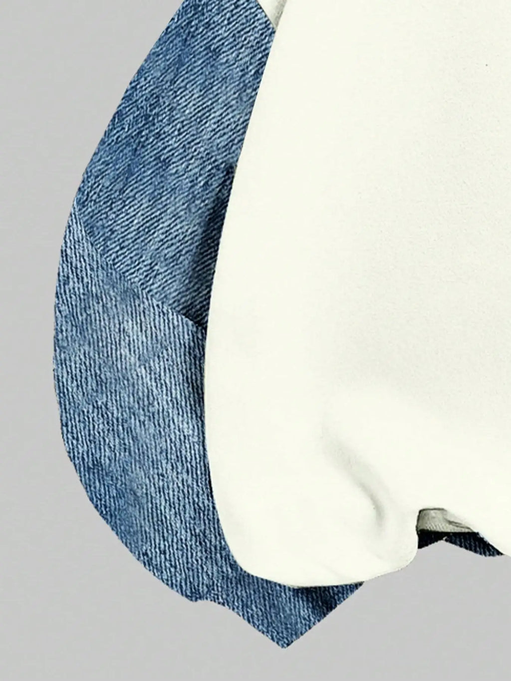 Girls' Autumn Casual Outfit: Faux Denim Patchwork Printed Sw