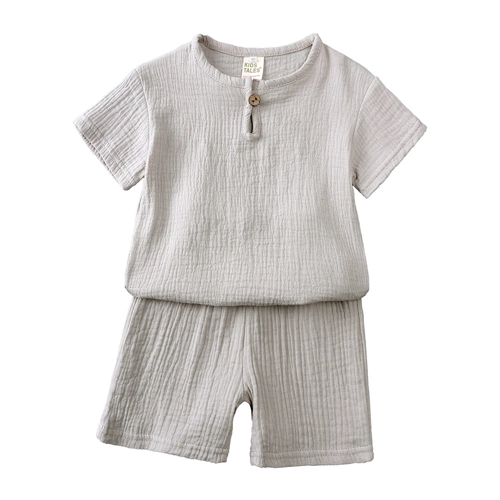 Cotton Linen T-Shirt & Shorts Set