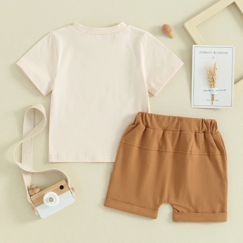 Citgeett Summer Toddler Boys Outfits Letter Print Short Slee