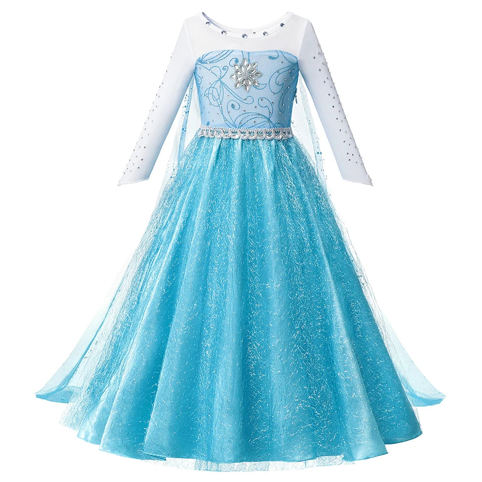 Summer Fancy Queen Elsa Anna Costume Girls Princess Dress To