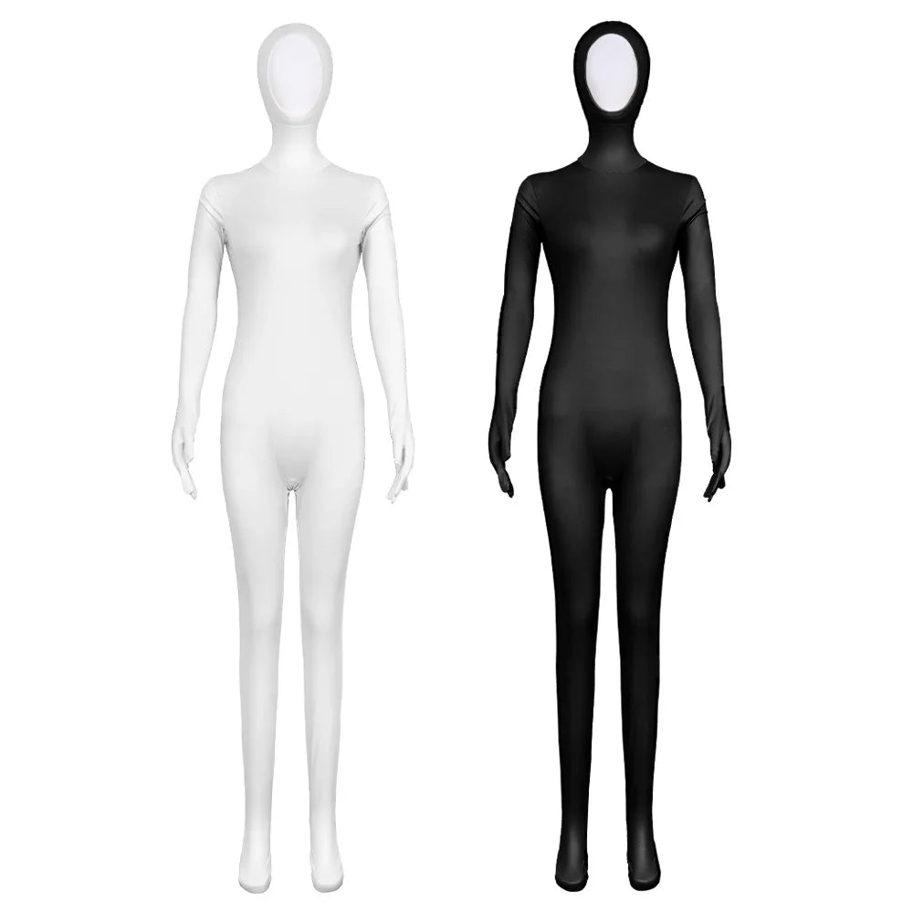 Funny Solid Color Face Revealing Tight Jumpsuit Cosplay Cost