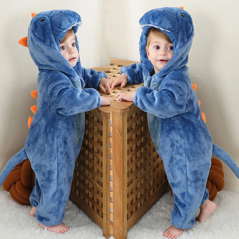 Halloween Dinosaur Winter Baby Romper Kigurumi Costume Flann