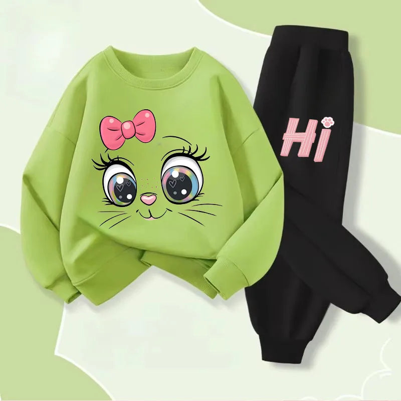 Long Sleeved Hoodies Sets for Girls Spring Style Pullover Lo
