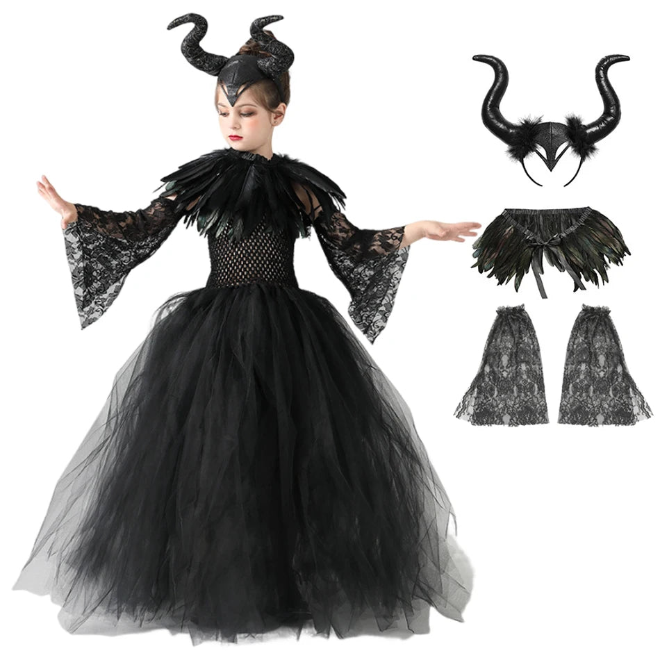Black Mesh Evil Queen Tutu Dress Costume