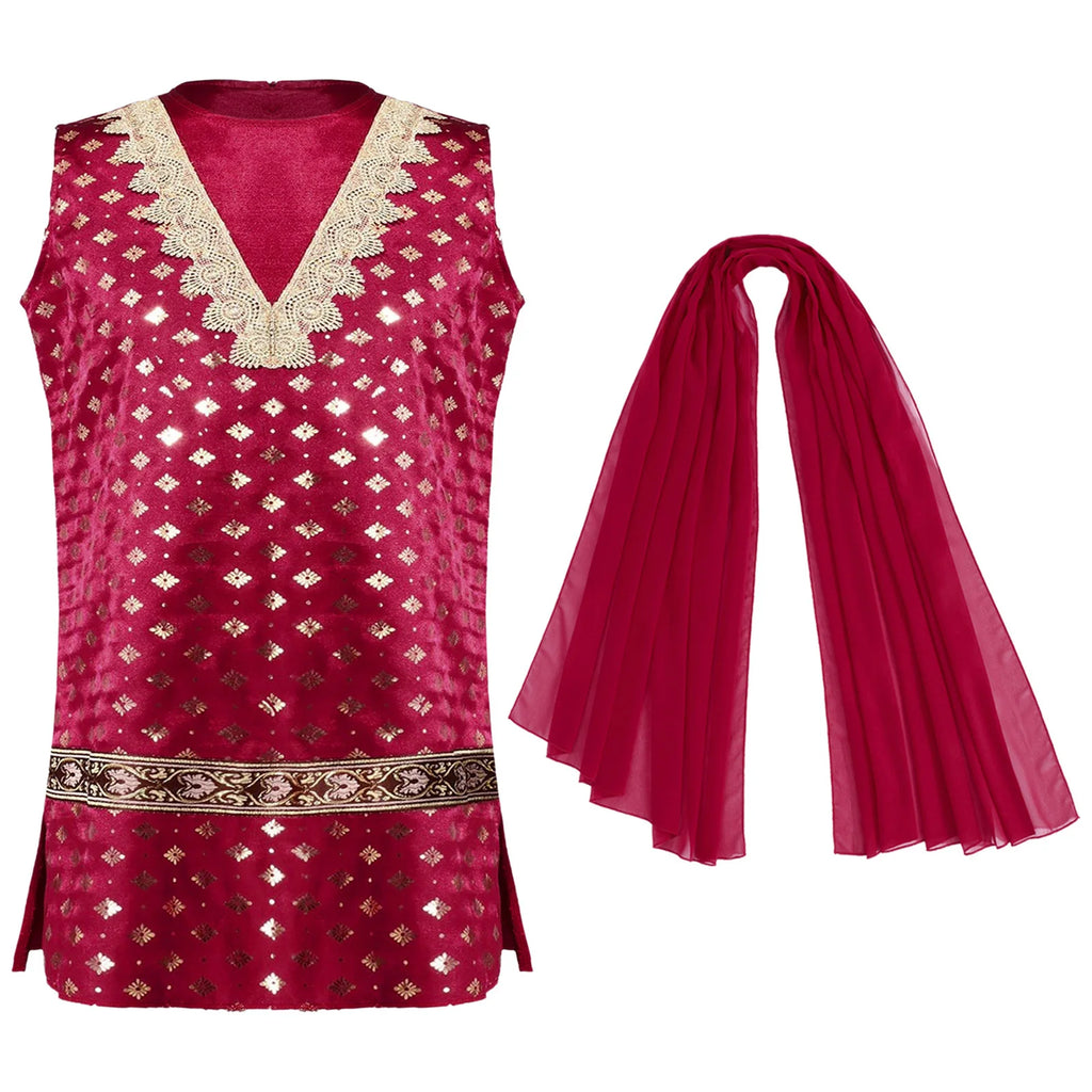Girls' Kurta Set with Dupatta & Bloomers