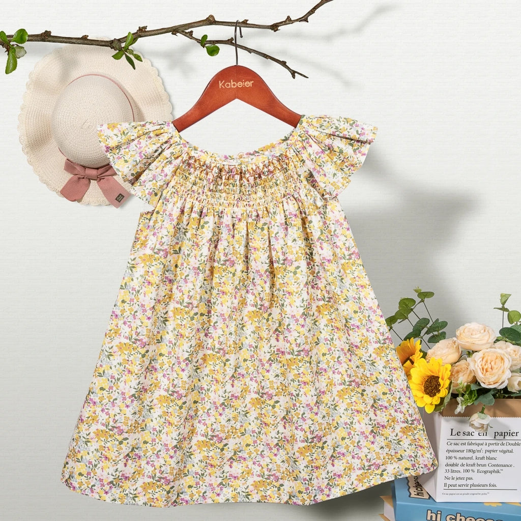Floral Summer Dress for 1 2 3 4 5 6 Years Girls Smocking Des