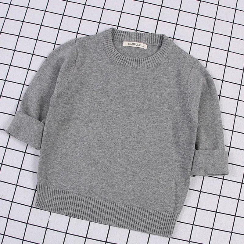 2025 New Autumn Baby Boys Girls Pure Color Sweaters 1-8Yrs K