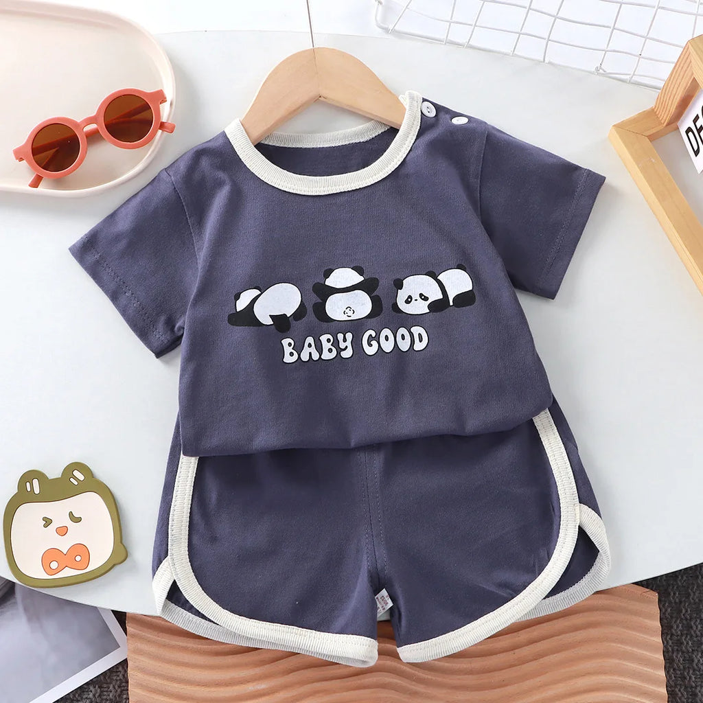 Summer cotton cartoon casual childrens set Baby Clothes girl